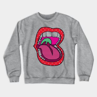 Open Mouth Showing Teeth And Tongue Crewneck Sweatshirt